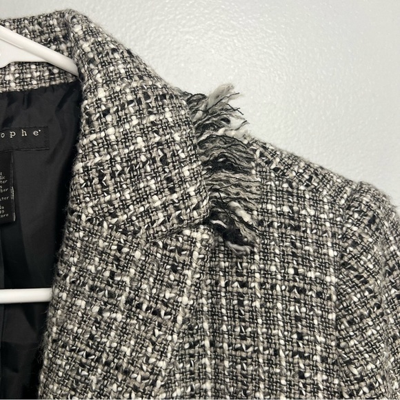 Apostrophe Womens Wool Blend Tweed Blazer Lined Petite Sz S 8P Black White Gray - Picture 8 of 11